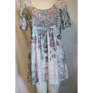 Lady Moiz Juniors Size XL Dress Lightweight Jeweled  Short Sleeve Multi-Color